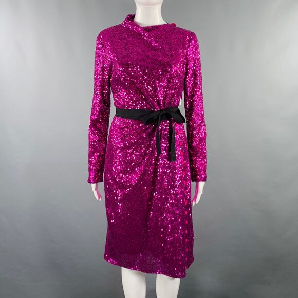 PRABAL GURUNG Size 6 Purple Polyester Sequined Open Back Dress - Picture 1 of 6